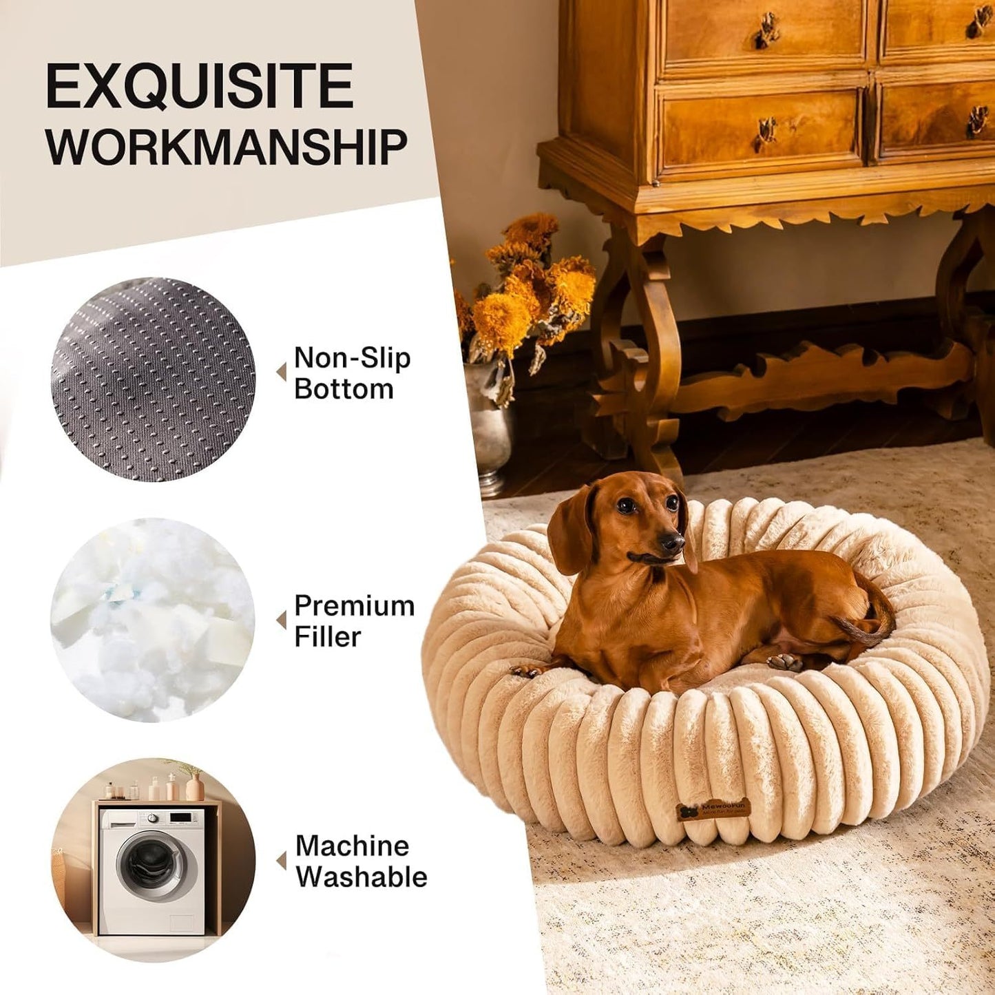 MEWOOFUN Donut Cat Bed
