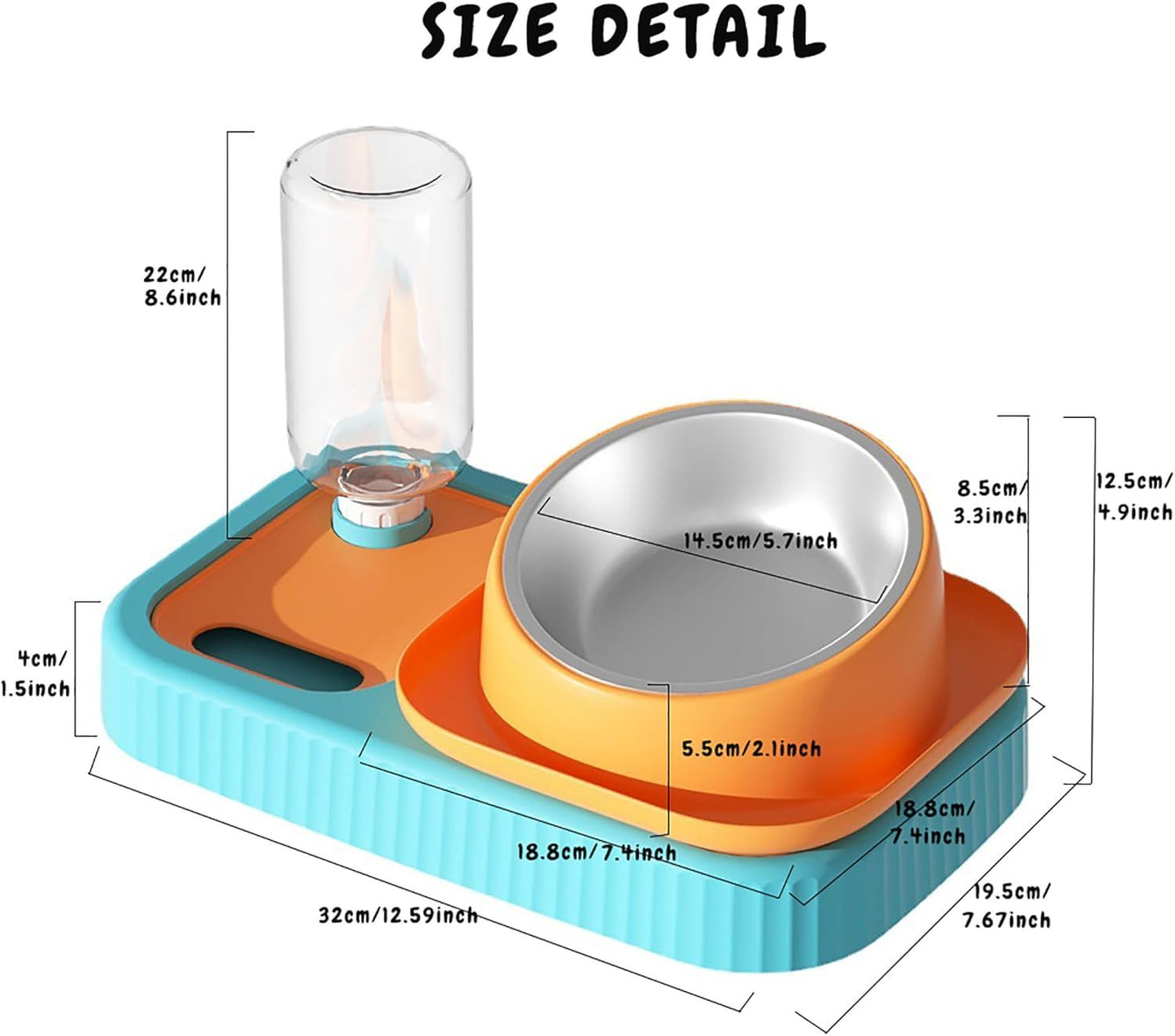 Pet Double Bowl Feeder with Automatic Water Dispenser
